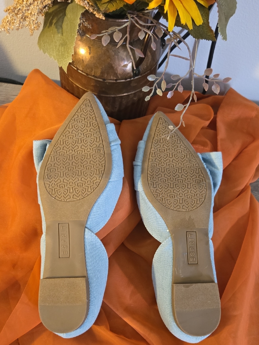 Esprit Powder Blue Bow Pointed Toe D'Orsay Flats - Picture 4 of 4